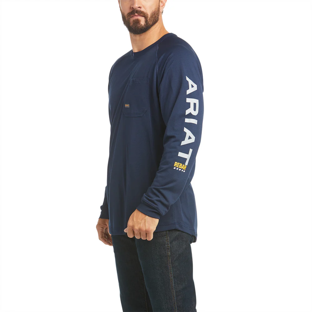 REBAR HEAT FIGHTER LONG-SLEEVE SHIRT - 410-Navy | Ariat 10031032