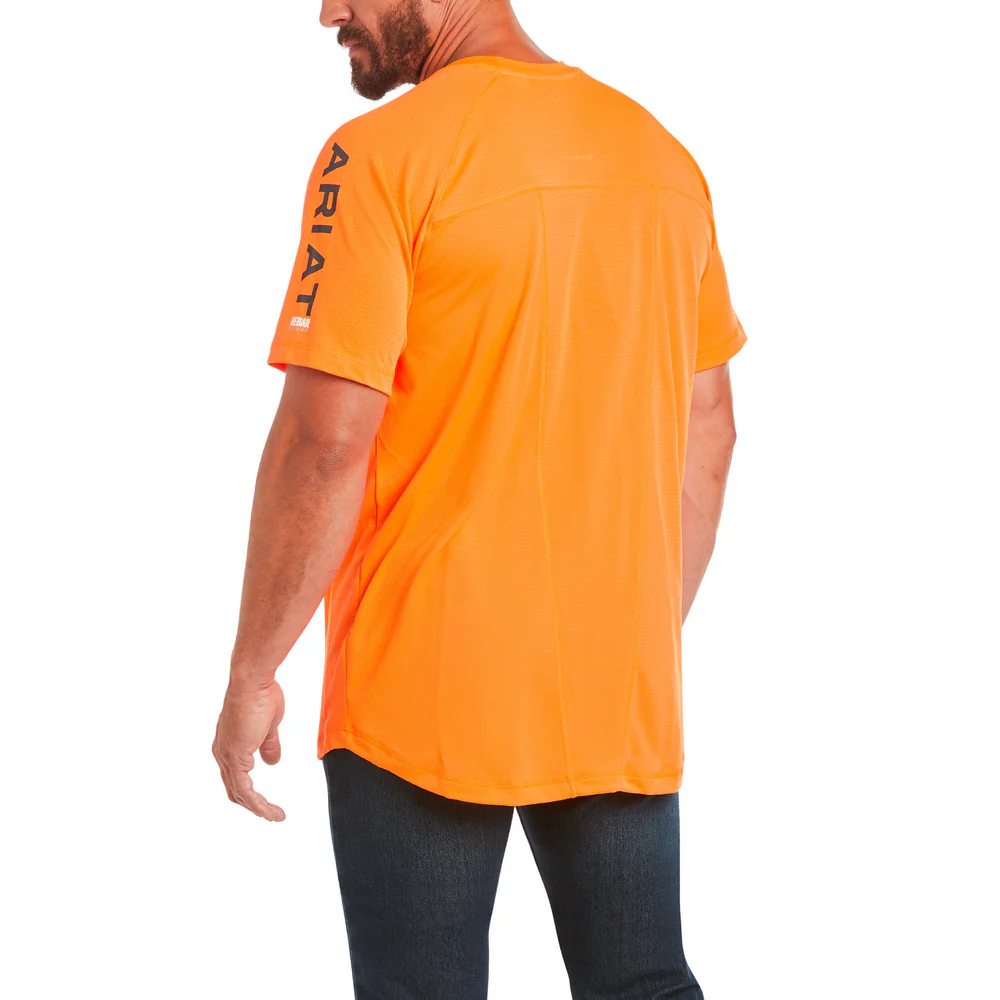 REBAR HEAT FIGHTER SHORT-SLEEVE POLYESTER TEE - 800-Orange | Ariat 10031040 - Image 2