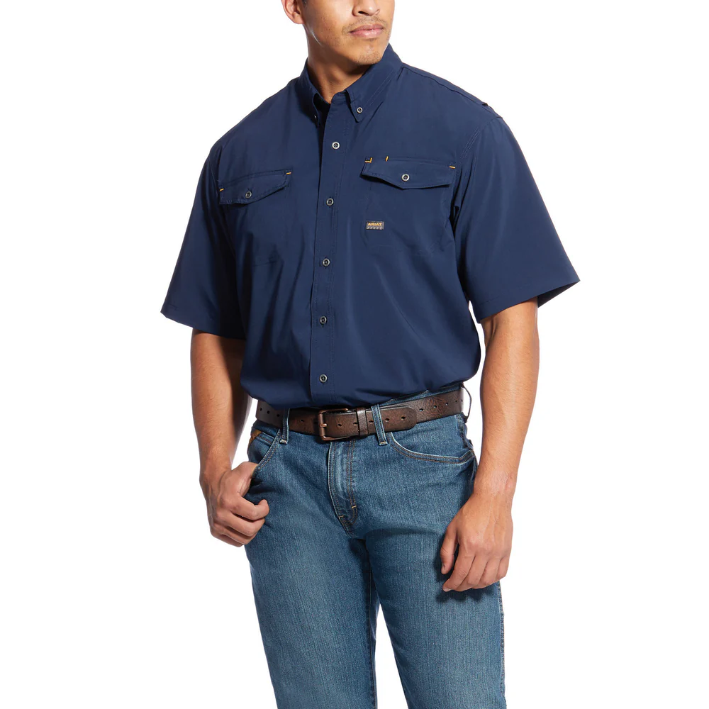 REBAR MADE TOUGH SHORT SLEEVE VENTEK SHIRT - 410-Navy | Ariat 10025388