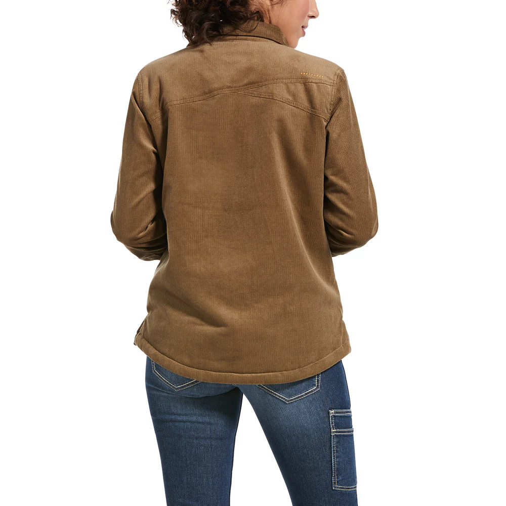 REBAR SHERPA-LINED CORDUROY SHIRT JACKET - 250-Beige/Khaki | Ariat 10032876 - Image 2