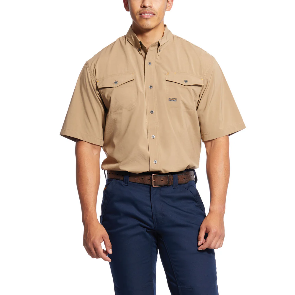 REBAR SHORT SLEEVE MADE TOUGH VENTEK SHIRT - 250-Beige/Khaki | Ariat 10025384