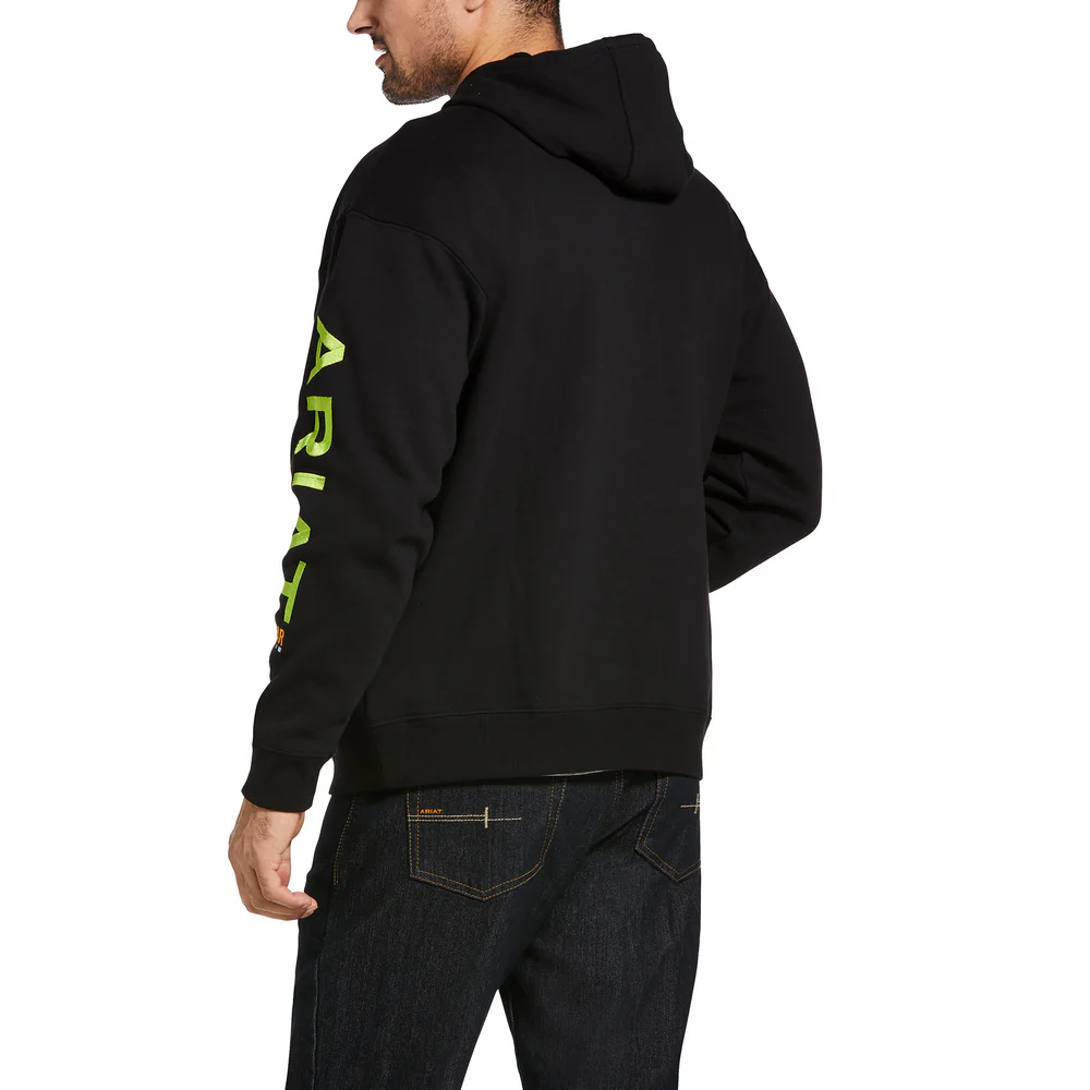 REBAR SLEEVE GRAPHIC HOODIE - 001-Black | Ariat 10032993 - Image 2
