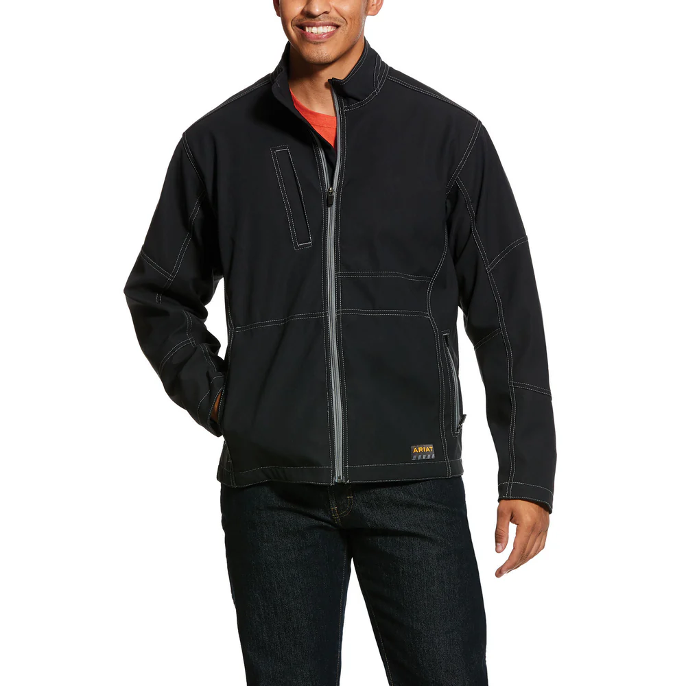 REBAR STRETCH CANVAS SOFTSHELL NYLON JACKET - 001-Black | Ariat 10020777