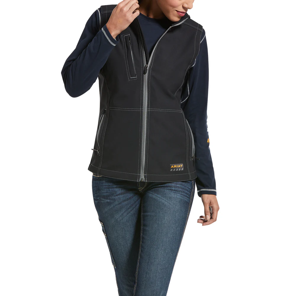 REBAR STRETCH CANVAS SOFTSHELL VEST - 001-Black | Ariat 10032916