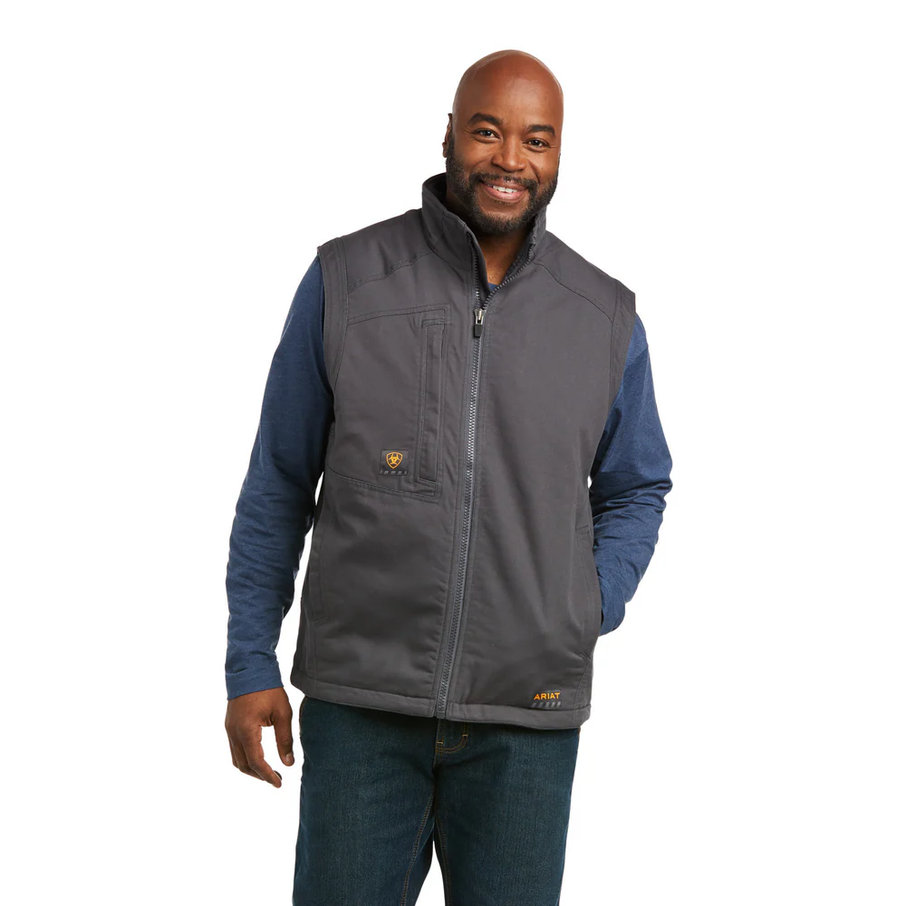 REBAR WASHED DURACANVAS INSULATED VEST - 020-Gray | Ariat 10037385
