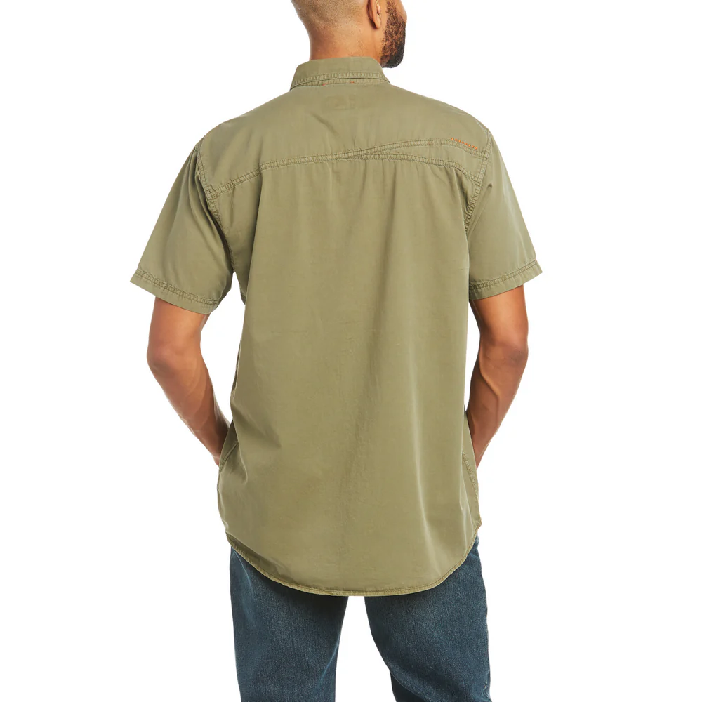 REBAR WASHED TWILL SHORT-SLEEVE BUTTON-UP SHIRT - 300-Green | Ariat 10035416 - Image 2