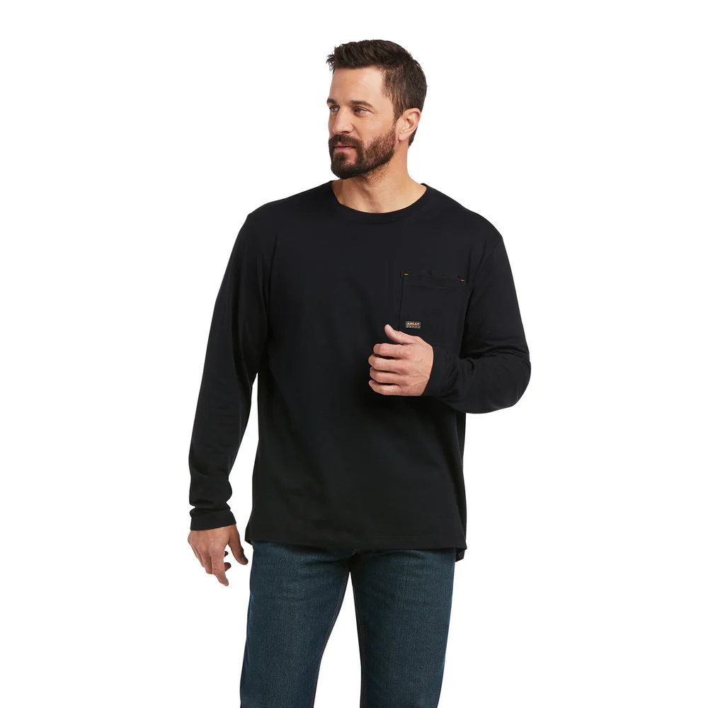REBAR WORKMAN FULL COVERAGE LONG-SLEEVE TEE - 001-Black | Ariat 10037695 - Image 2