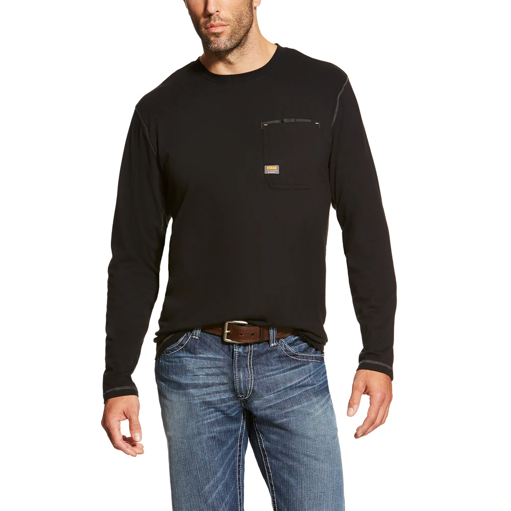 REBAR WORKMAN LONG SLEEVE VENTEK T-SHIRT - 001-Black | Ariat 10019056