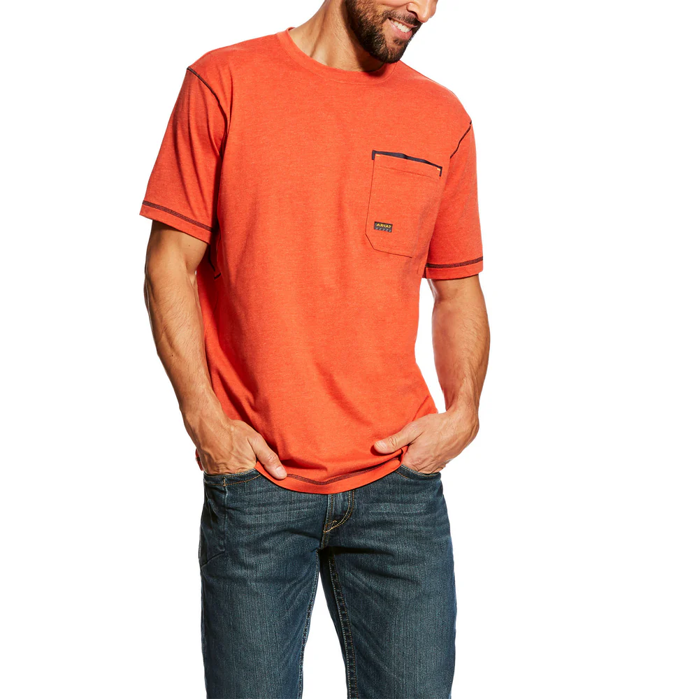 REBAR WORKMAN SHORT SLEEVE CREW T-SHIRT - 800-Orange | Ariat 10025422