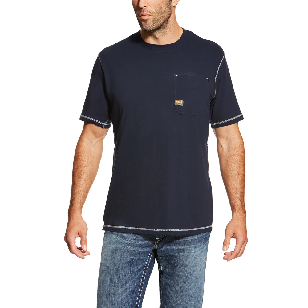 REBAR WORKMAN SHORT SLEEVE VENTEK T-SHIRT - 410-Navy | Ariat 10019132