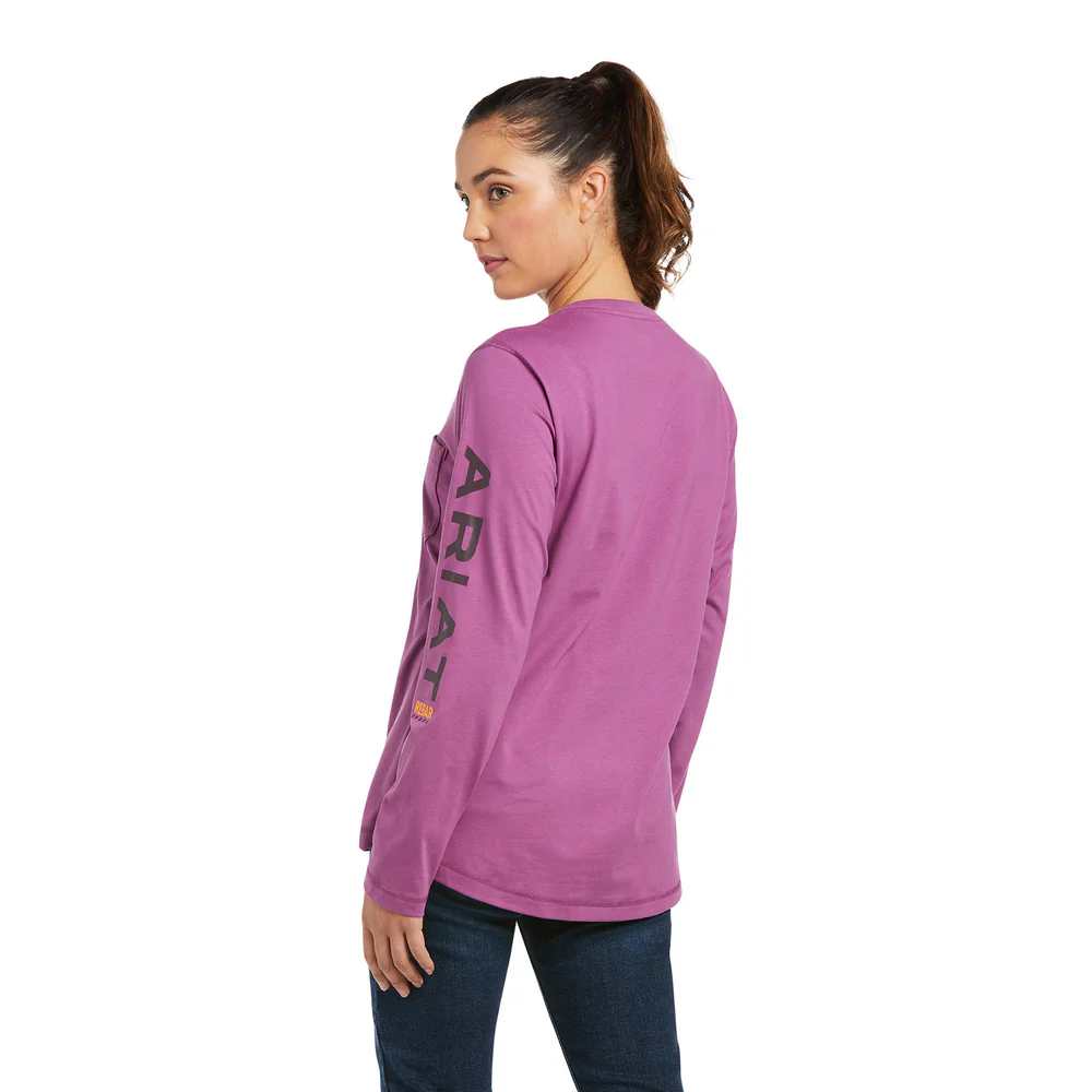 REBAR WORKWOMAN LOGO LONG-SLEEVE TEE - 400-Blue | Ariat 10037656 - Image 2
