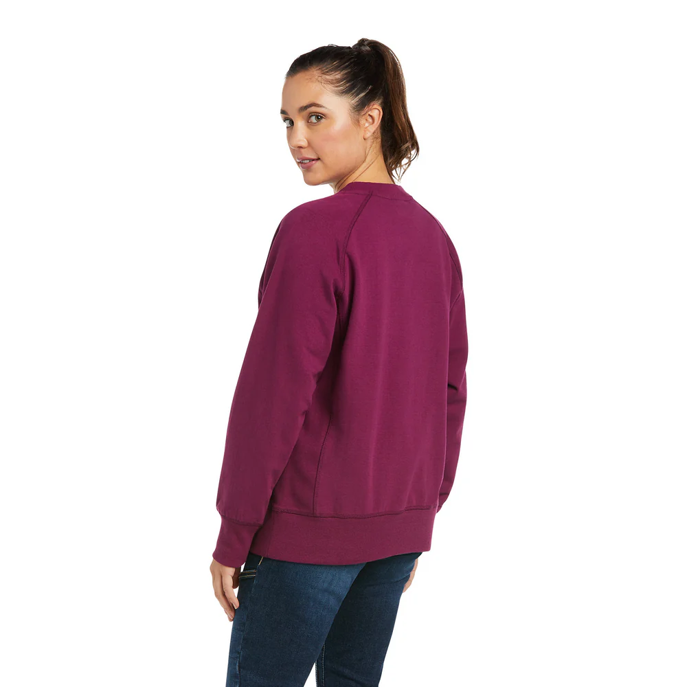 REBAR WORKWOMAN WASHED FLEECE PULLOVER SWEATSHIRT - 500-Purple | Ariat 10037604 - Image 2