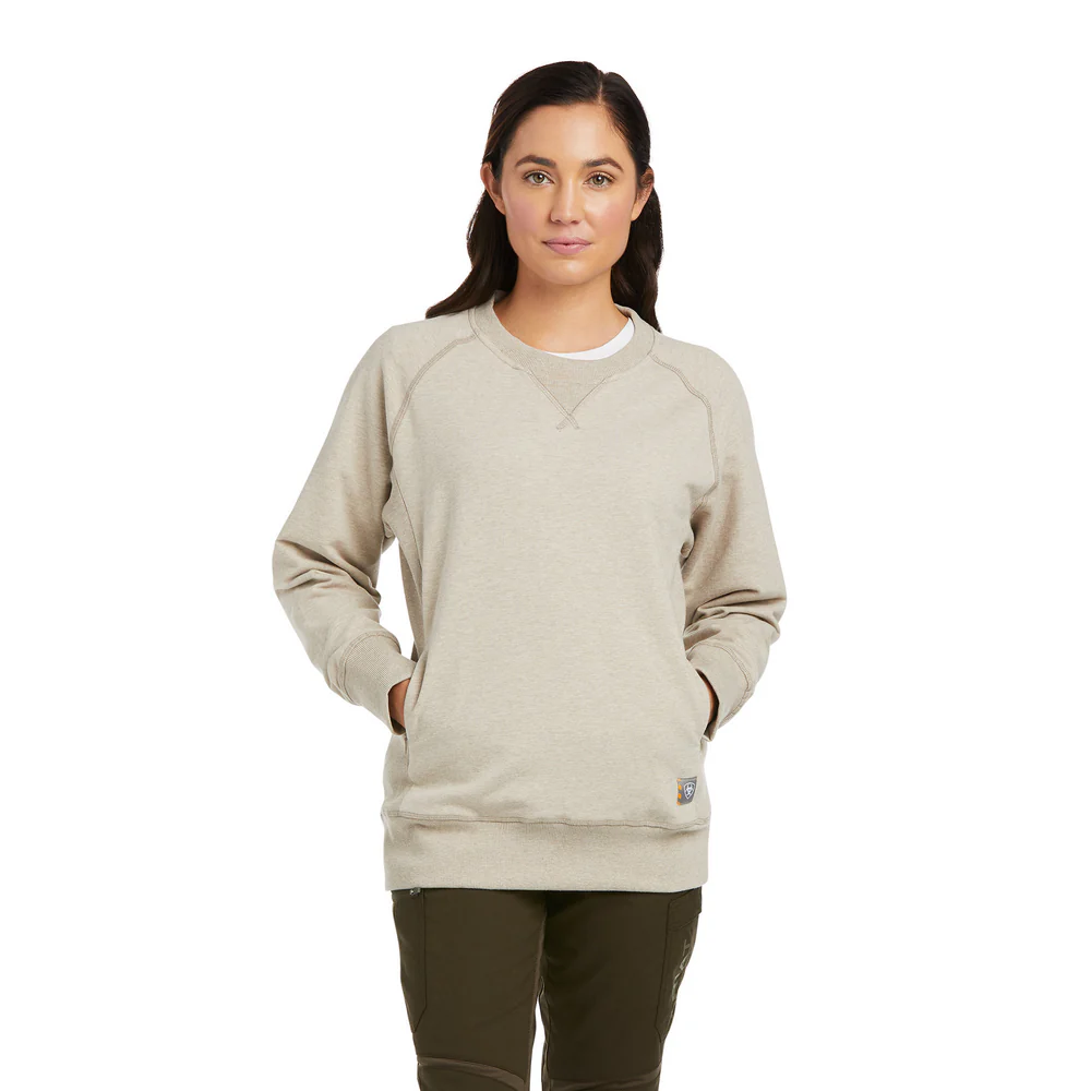 REBAR WORKWOMAN WASHED FLEECE SWEATSHIRT - 250-Beige/Khaki | Ariat 10037603