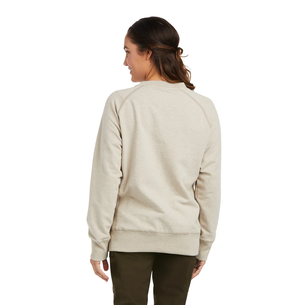 REBAR WORKWOMAN WASHED FLEECE SWEATSHIRT - 250-Beige/Khaki | Ariat 10037603 - Image 2