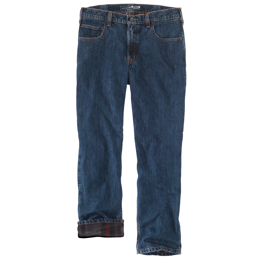 Relaxed Fit Flannel-Lined 5-Pocket Jean - H45-Canal | Carhartt 104942 - Image 2