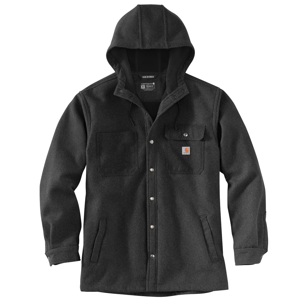RELAXED FIT HEAVYWEIGHT HOODED SHIRT JAC - BKH-Black Heather | Carhartt 105022