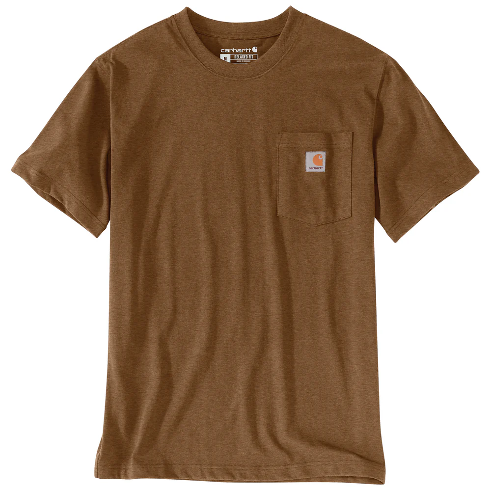 Relaxed Fit Heavyweight Short-Sleeve Pocket T-Shirt - B00-Oiled Walnut Heather | Carhartt 103296