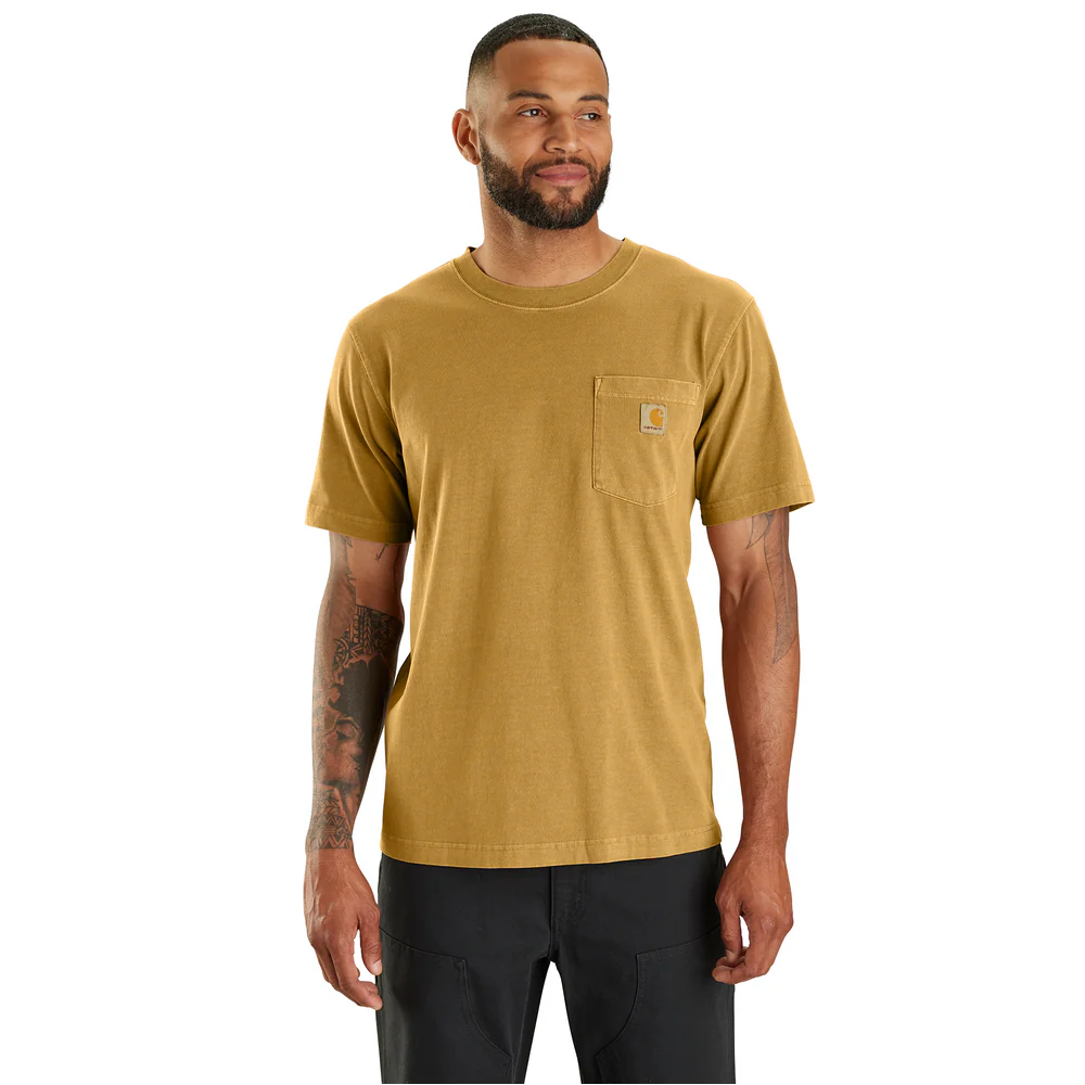 Relaxed Fit Lightweight Short-Sleeve Garment Dyed Pocket T-Shirt - Q92-Dark Sunflower | Carhartt 106252