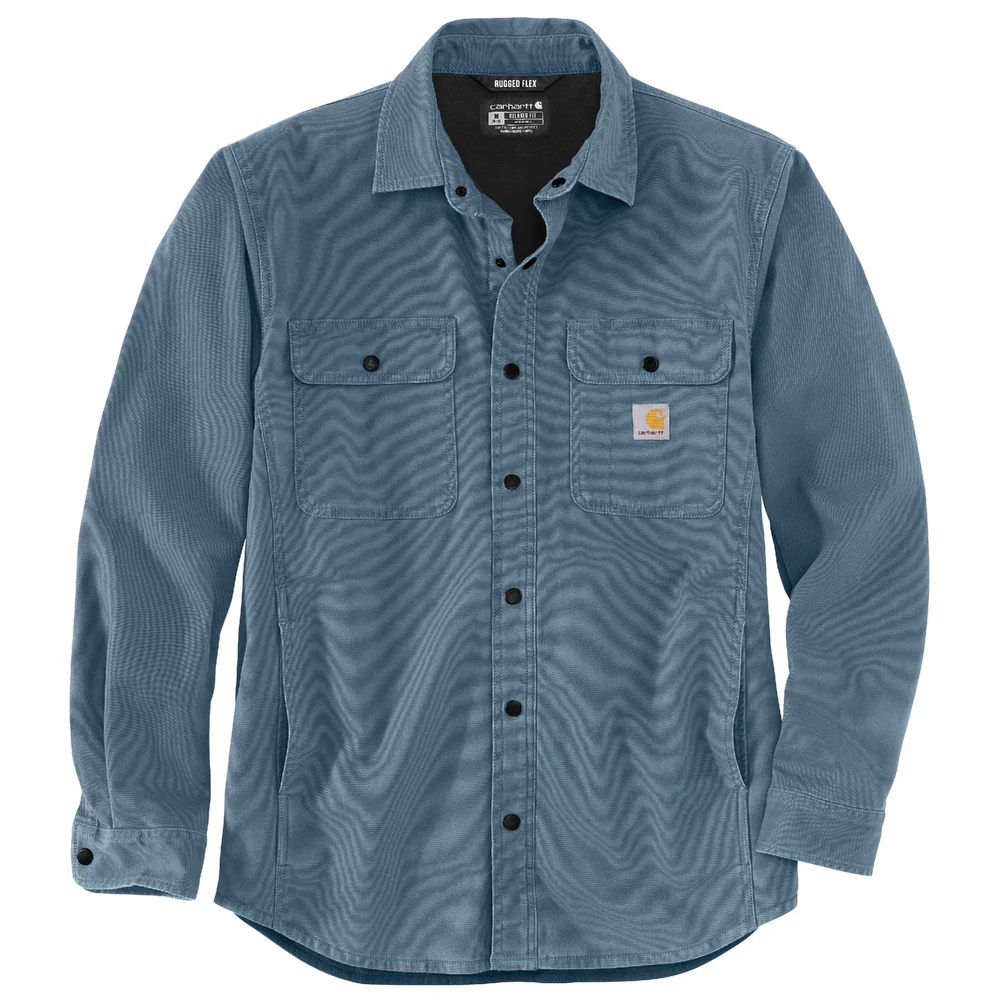 Rugged Flex Relaxed Fit Canvas Fleece-Lined Shirt Jac - HG7-Thundercloud | Carhartt 105419