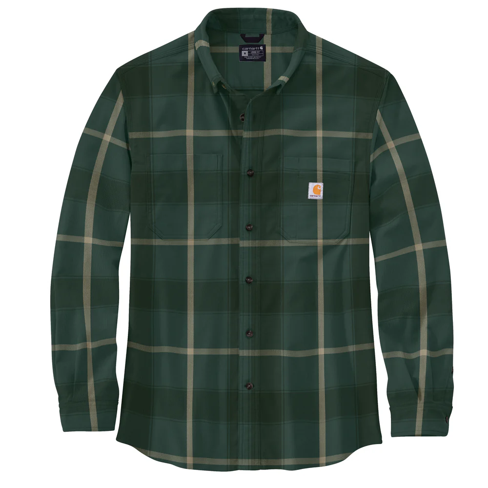 Rugged Flex Relaxed Fit Midweight Flannel Long-Sleeve Plaid Shirt - GH6-Frosted Balsam | Carhartt 106352