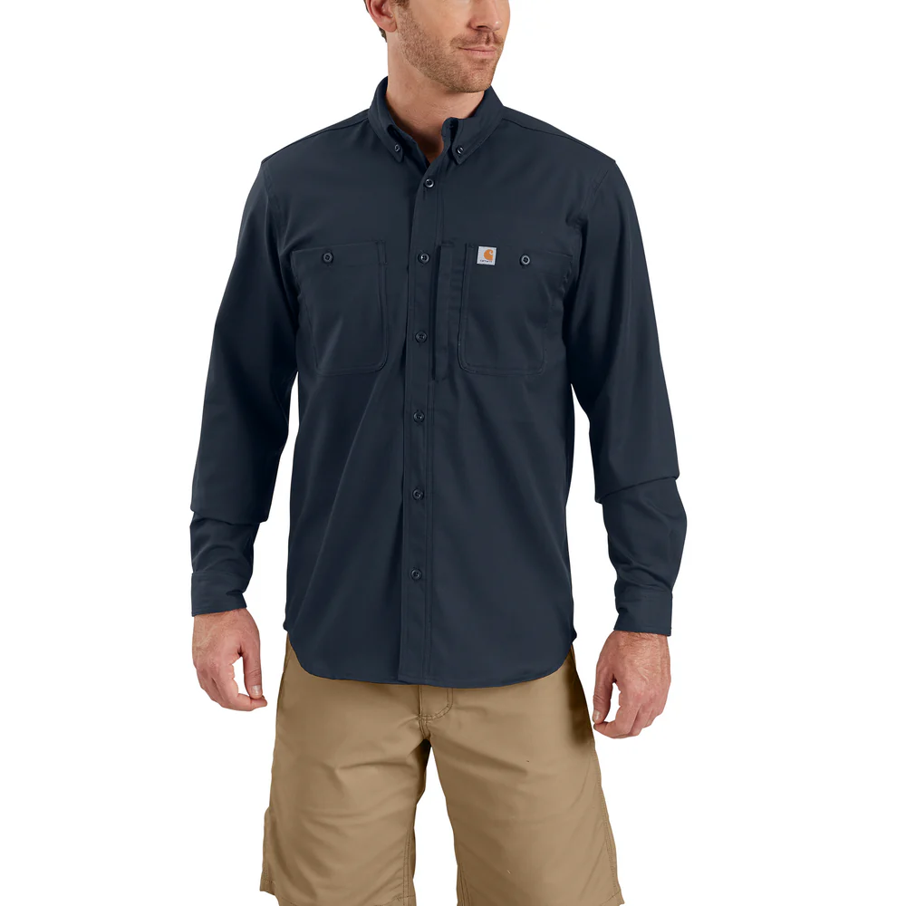 RUGGED PROFESSIONAL™ SERIES Relaxed Fit Canvas Long Sleeve Work Shirt - I26-Navy | Carhartt 106689 - Image 2
