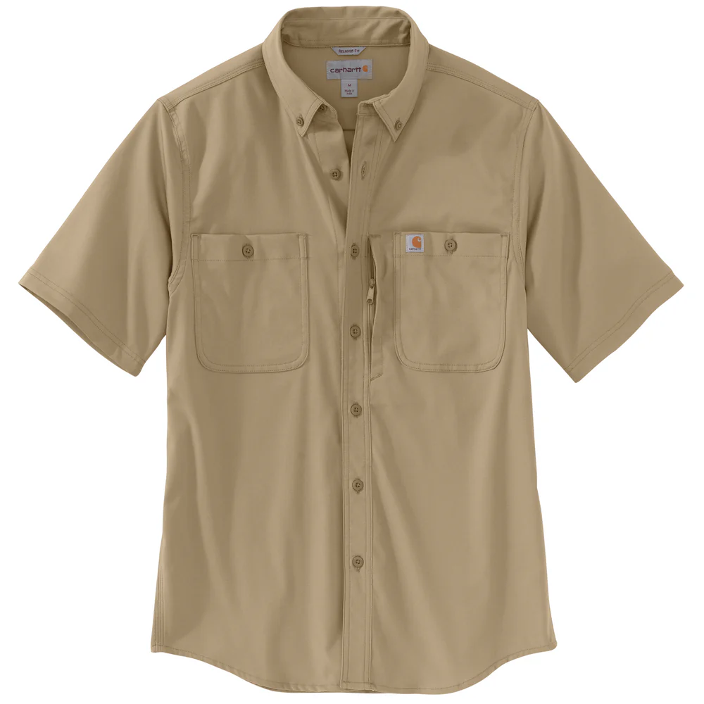 RUGGED PROFESSIONAL™ SERIES Relaxed Fit Canvas Short Sleeve Work Shirt - DKH-Dark Khaki | Carhartt 106688