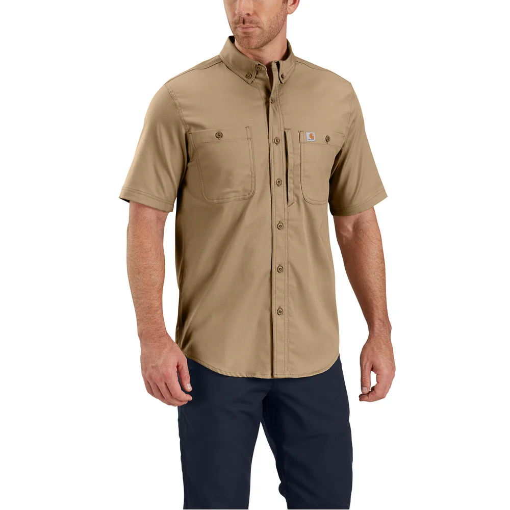 RUGGED PROFESSIONAL™ SERIES Relaxed Fit Canvas Short Sleeve Work Shirt - DKH-Dark Khaki | Carhartt 106688 - Image 3