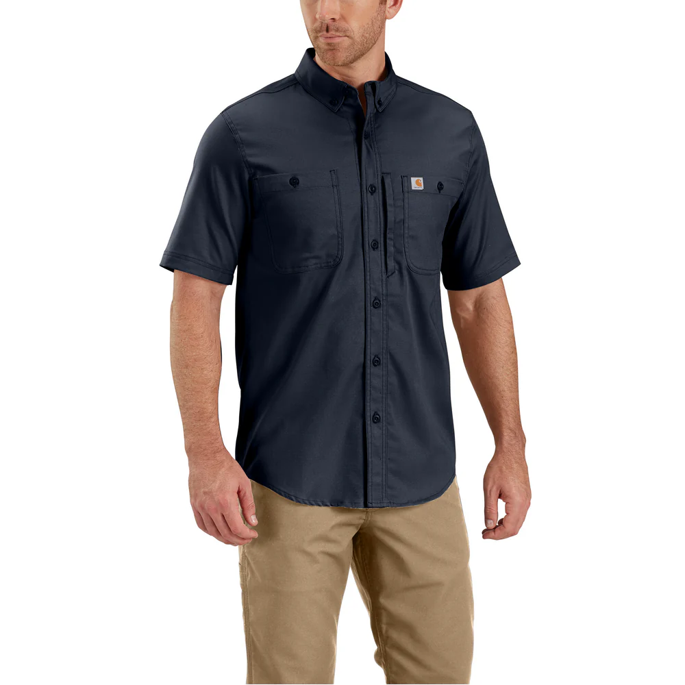RUGGED PROFESSIONAL™ SERIES Relaxed Fit Canvas Short Sleeve Work Shirt - I26-Navy | Carhartt 106688 - Image 2