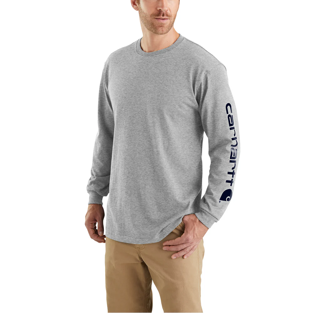 SIGNATURE SLEEVE LOGO LONG SLEEVE T-SHIRT - HGY-Heather Gray | Carhartt K231