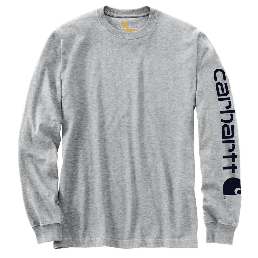 SIGNATURE SLEEVE LOGO LONG SLEEVE T-SHIRT - HGY-Heather Gray | Carhartt K231 - Image 2