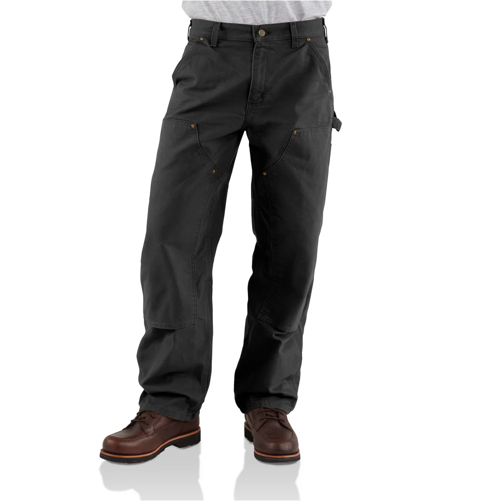 WASHED DUCK DOUBLE FRONT WORK DUNGAREE - BLK-Black | Carhartt B136