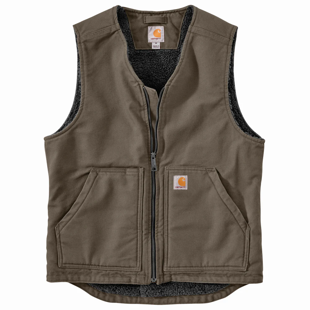 WASHED DUCK SHERPA LINED VEST - DWD-Driftwood | Carhartt 104394