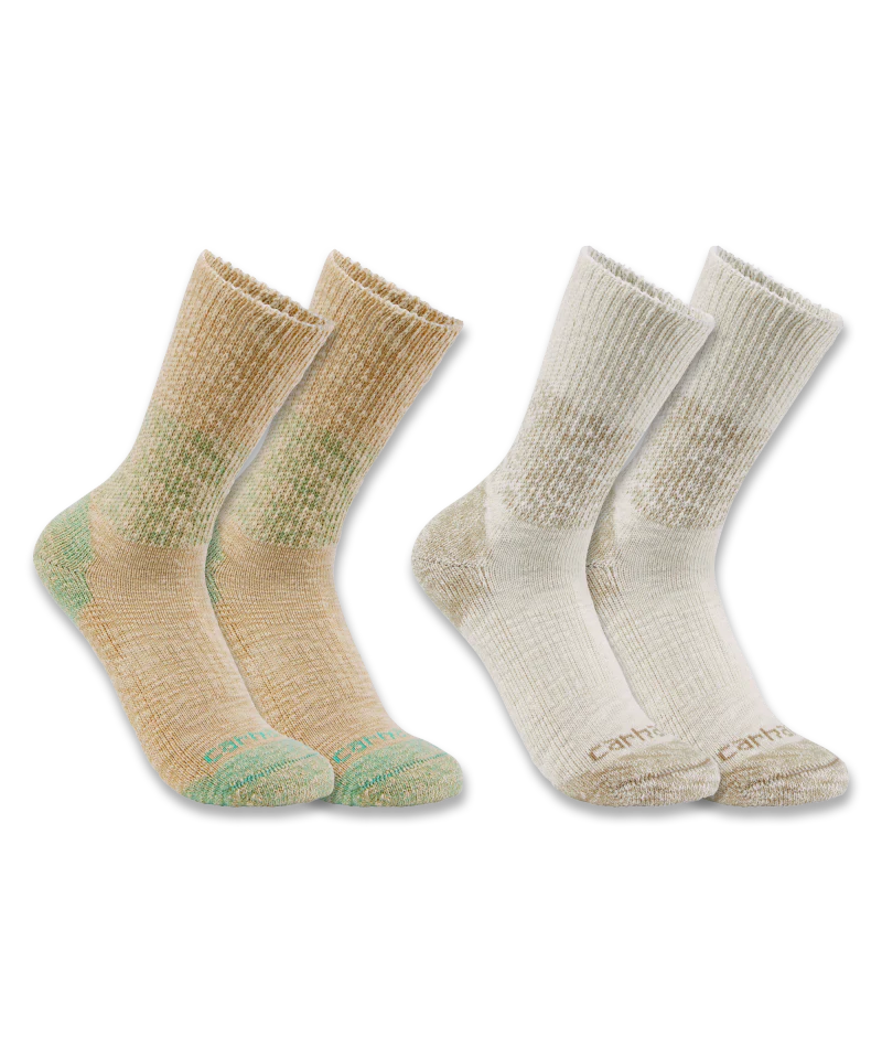Women's Midweight Cotton Blend Crew Sock 2 Pack A02-Assorted02 | Carhartt SC3252W