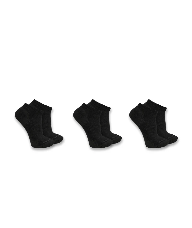 Women's Midweight Cotton Blend Low Cut Sock 3 Pack BLK-Black | Carhartt SL2623W