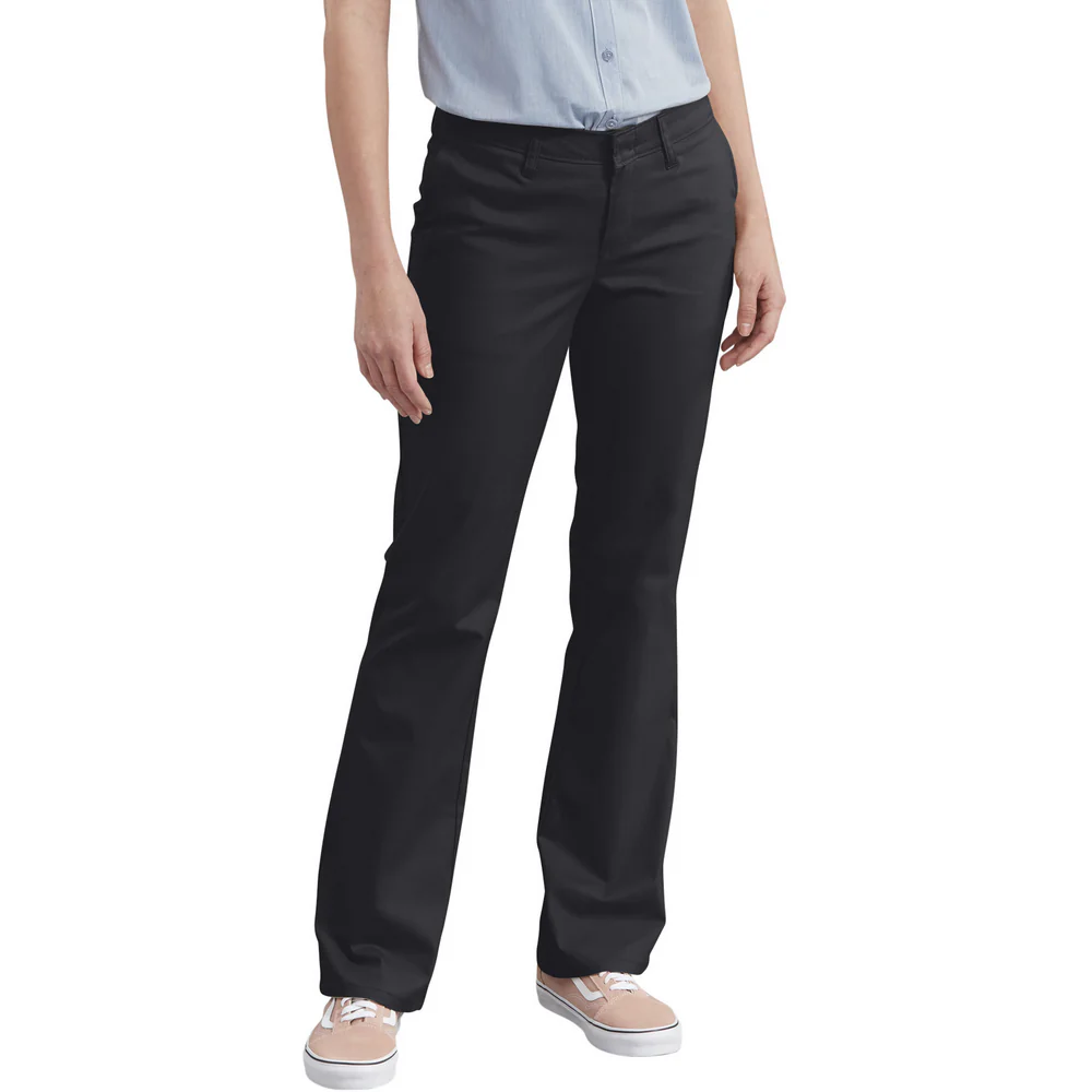 WOMEN'S SLIM BOOT STRETCH TWILL PANT - BK-Black | Dickies FP121