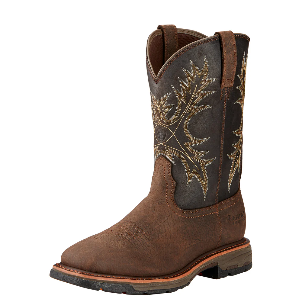 WORKHOG WIDE SQUARE TOE WATERPROOF WORK BOOT - 200-Brown | Ariat 10017436