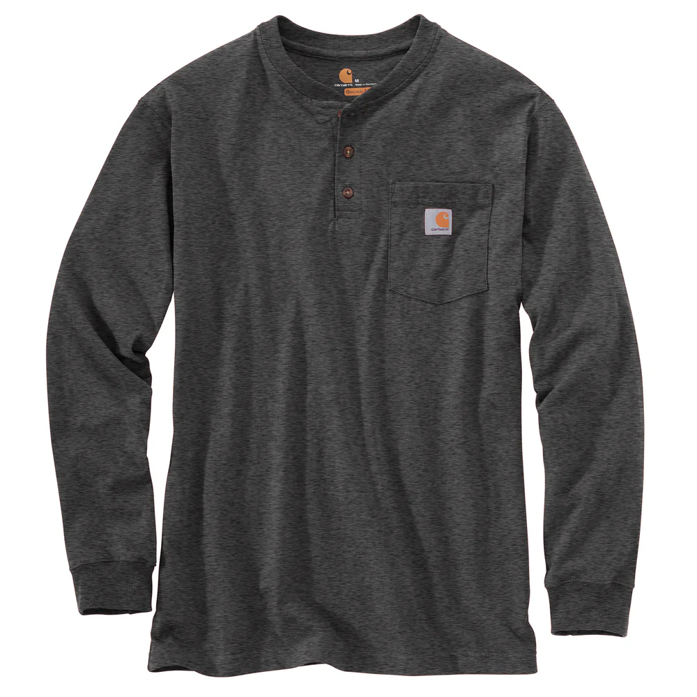 WORKWEAR POCKET LONG SLEEVE HENLEY - CRH-Carbon Heather | Carhartt K128