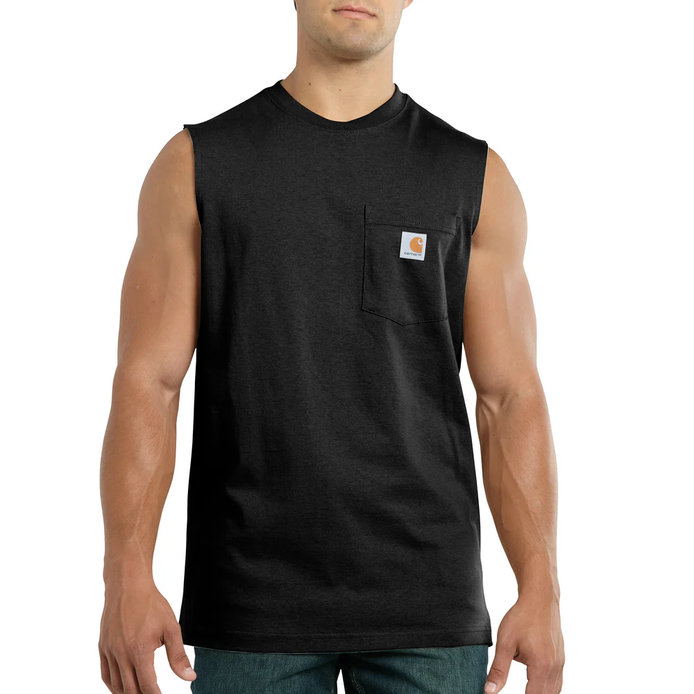 WORKWEAR POCKET SLEEVELESS T-SHIRT - 001-Black | Carhartt 100374