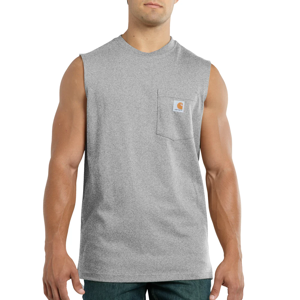 WORKWEAR POCKET SLEEVELESS T-SHIRT - 034-Heather Gray | Carhartt 100374