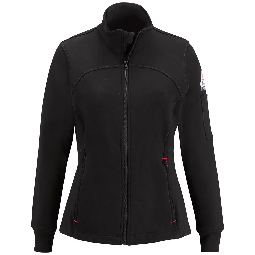 ZIP-FRONT FLEECE FR SWEATSHIRT - BK-Black | Bulwark SEZ3